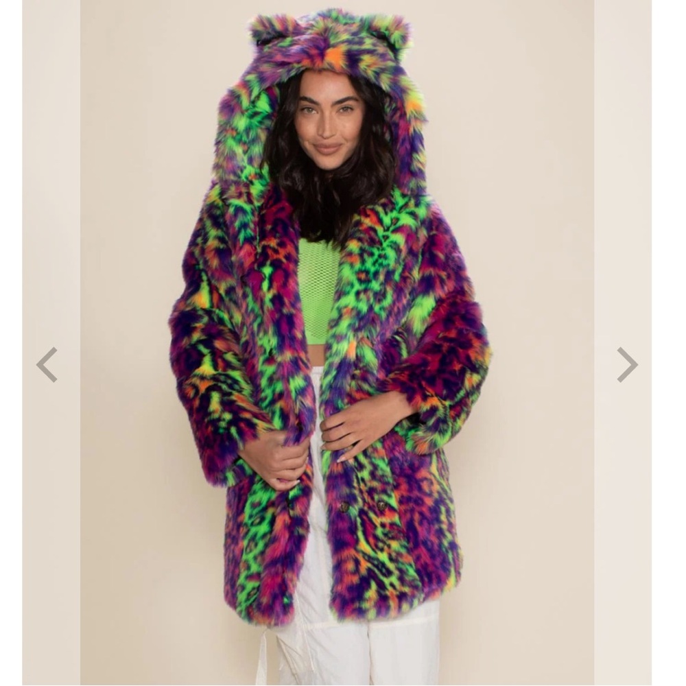 Spirithoods Neon Disco Kitty Classic Faux Fur Coat